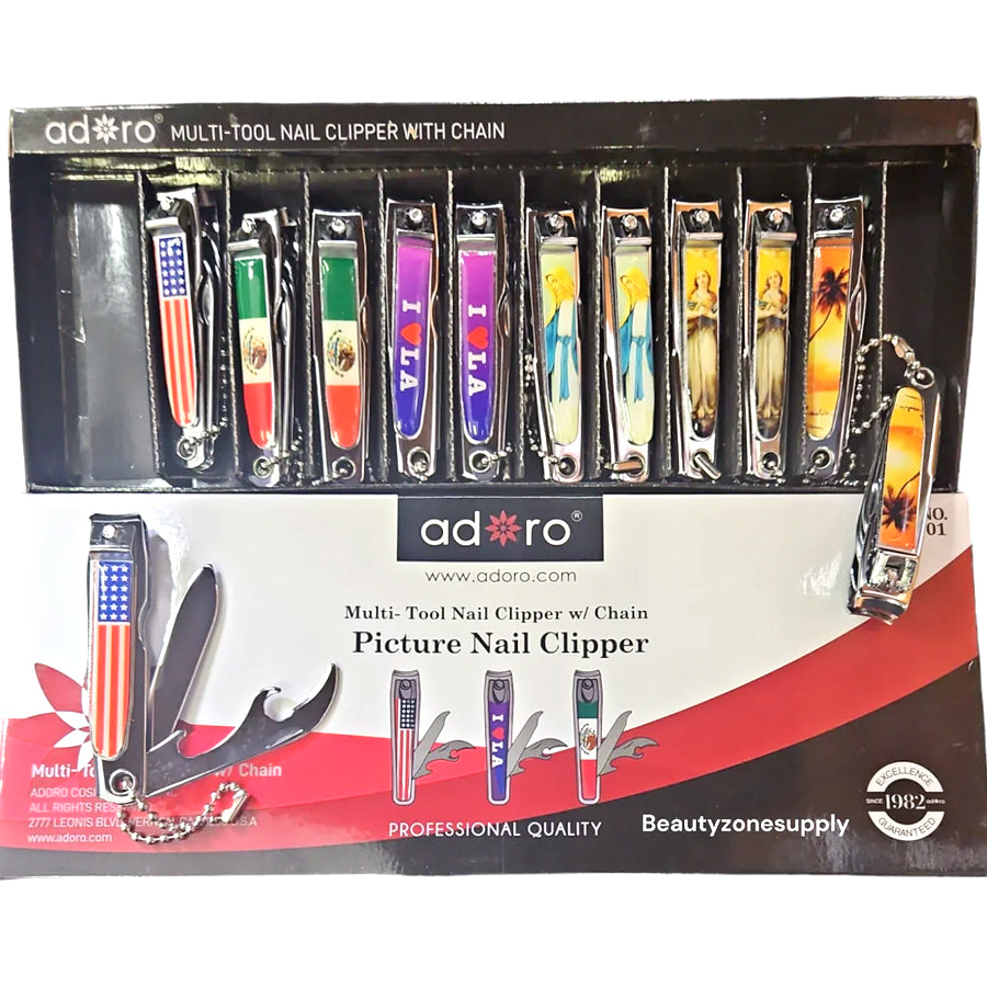 ADORO Nail Care MULTI-TOOL NAIL CLIPPER 1 CT WITH CHAIN AND PICTURE
