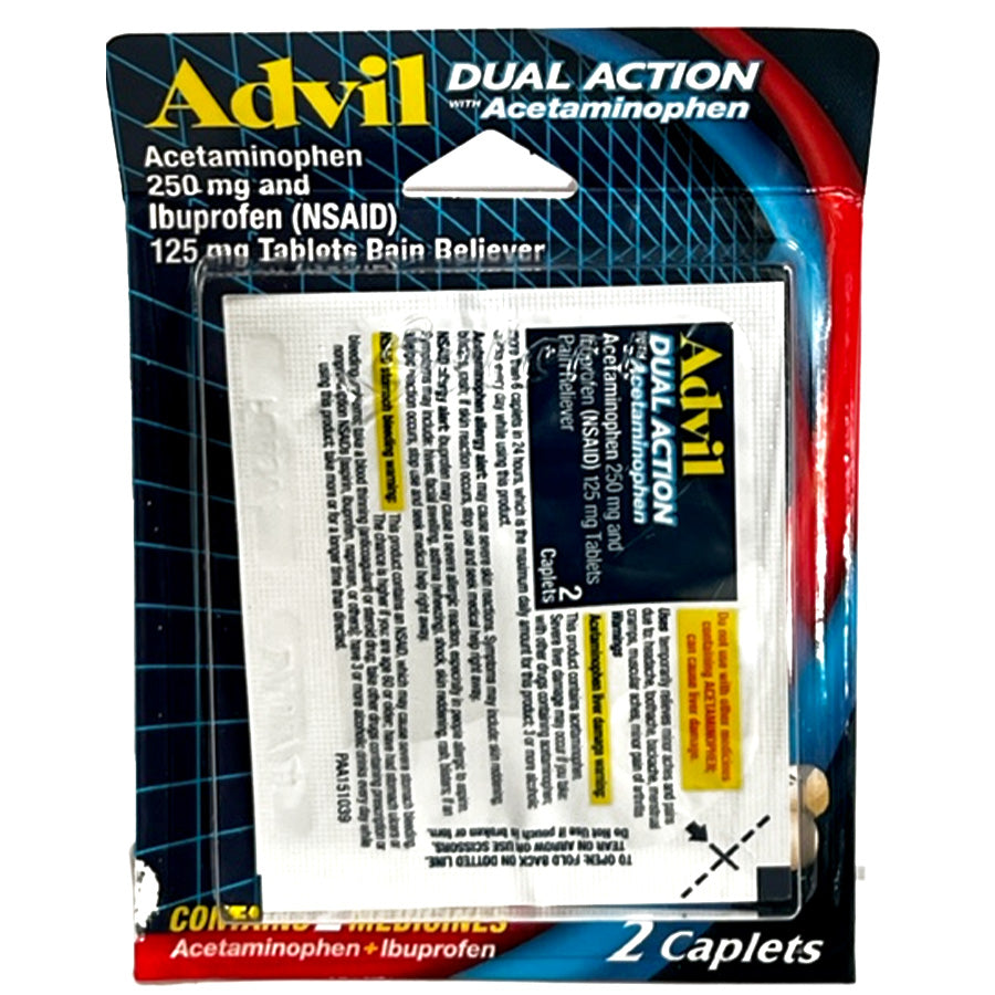 ADVIL Over the Counter PAIN RELEIF 2 CT TABLETS DUAL ACTION BLISTER