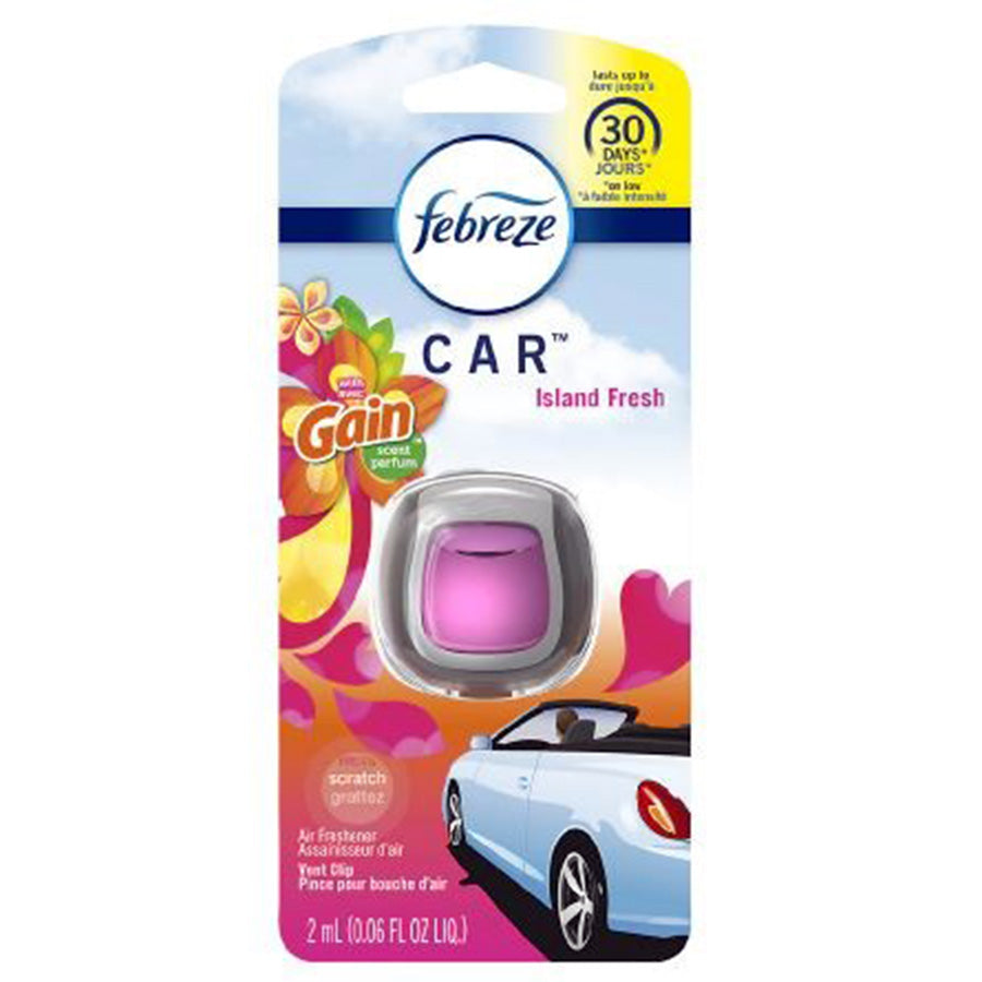 FEBREZE Car Air Fresheners CAR AIR FRESHENER 0.06 OZ VENT CLIP GAIN ISLAND FRESH
