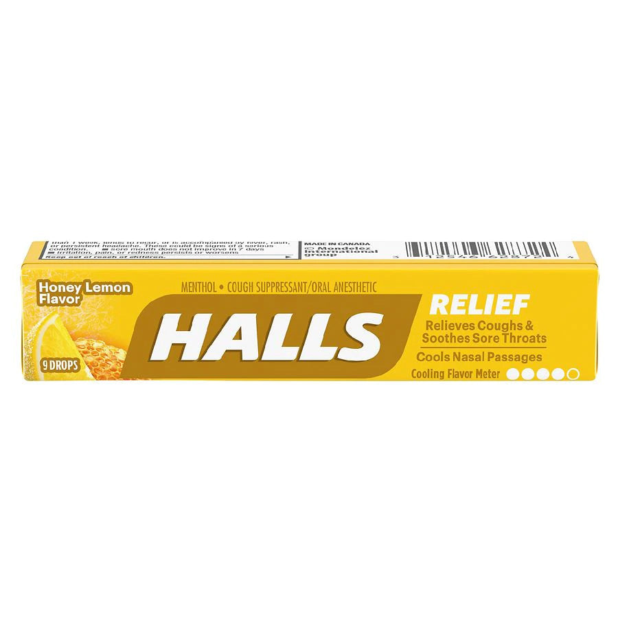 HALLS Over the Counter COUGH DROPS 9 CT HONEY LEMON UK