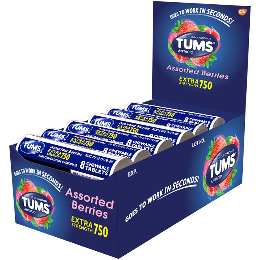 TUMS Over the Counter ANTACID 8 CT 750 EXTRA Assorted BERRIES