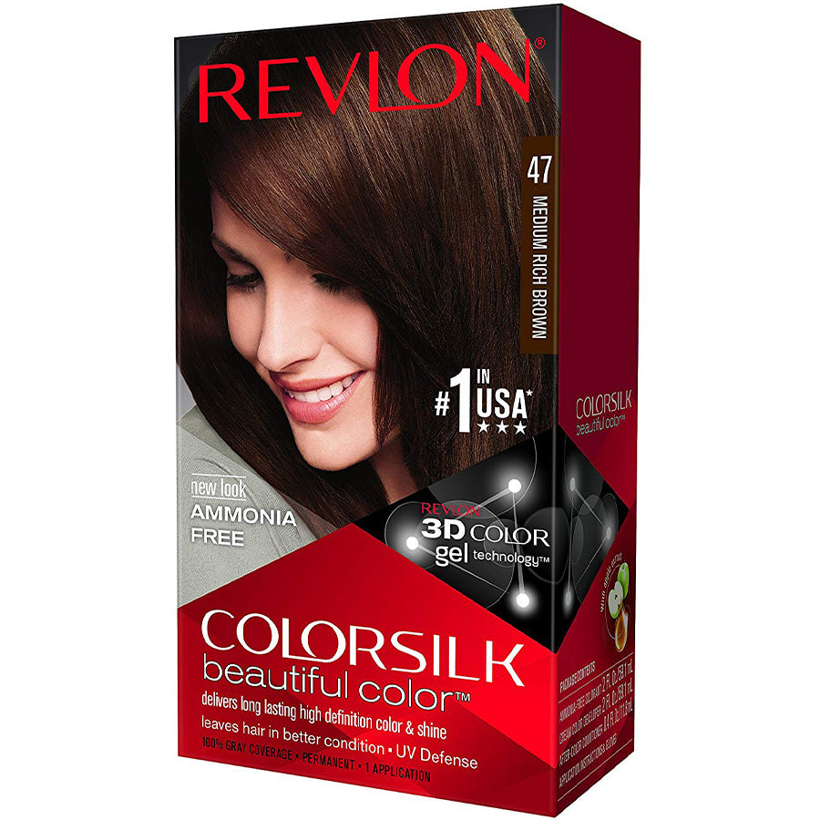 COLOR SILK HAIR COLOR 1 PK #47 MEDIUM RICH BROWN