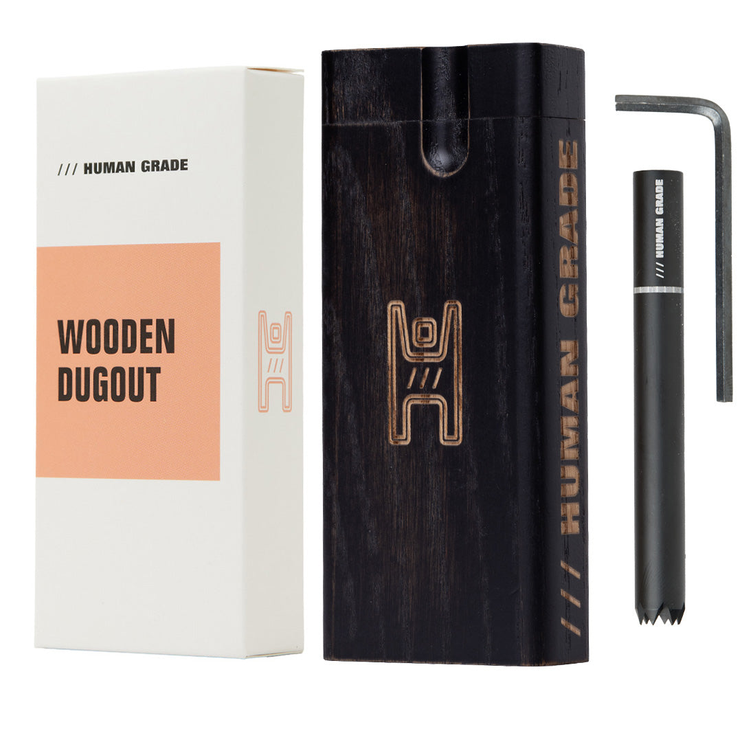 Human Grade Wooden Dugouts Hand Pipe Black