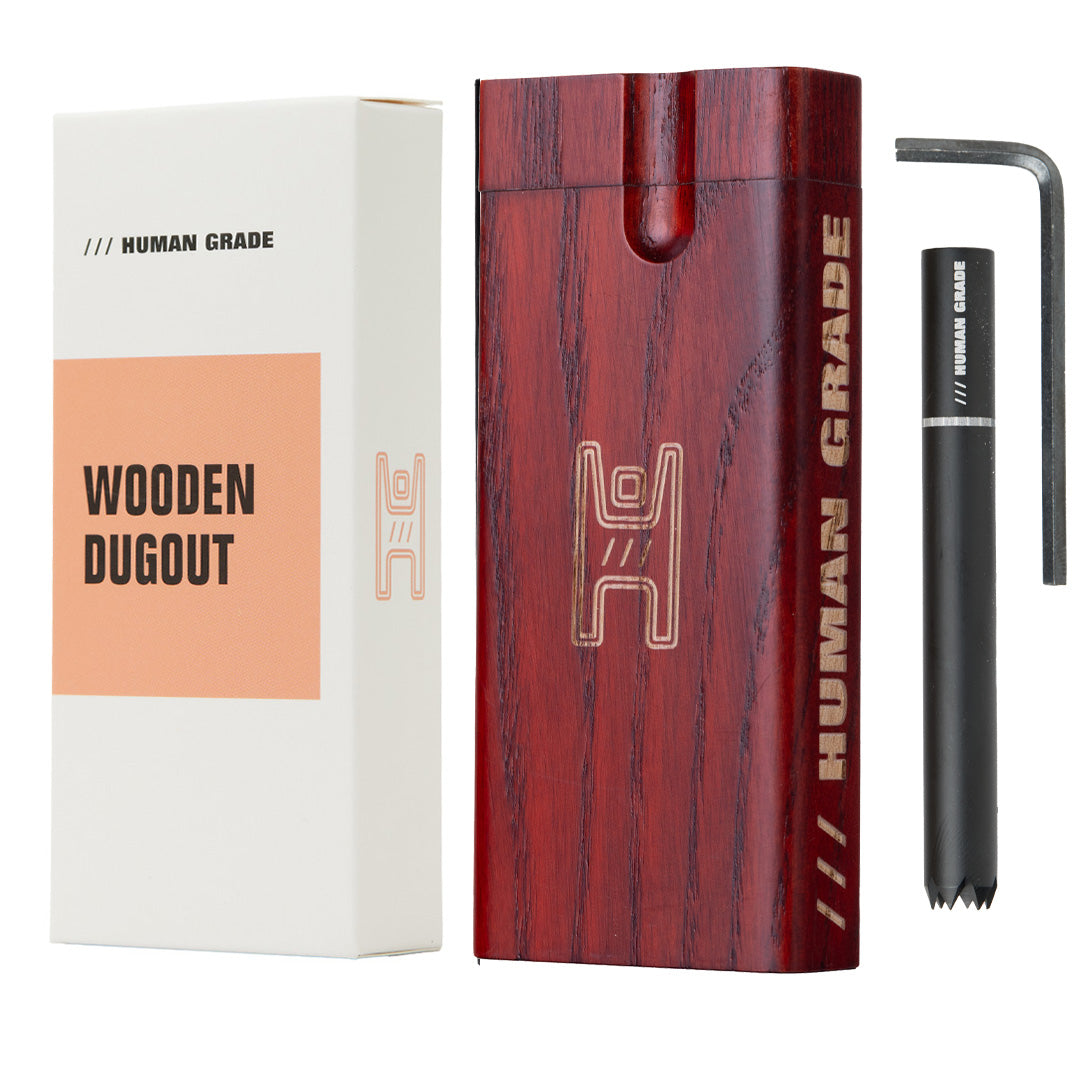 Human Grade Wooden Dugouts Hand Pipe Red