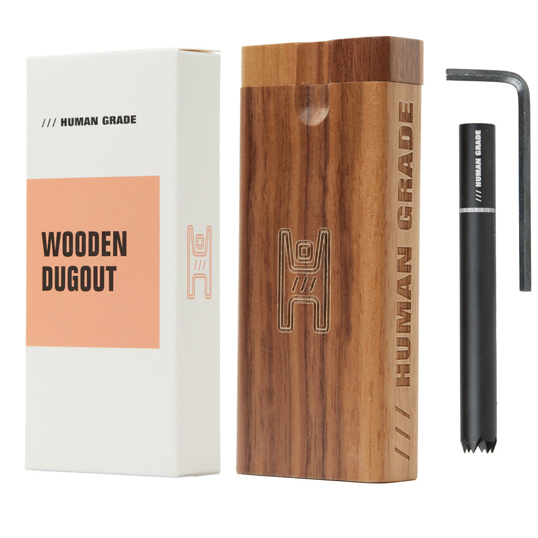 Human Grade Wooden Dugouts Hand Pipe Walnut Brown