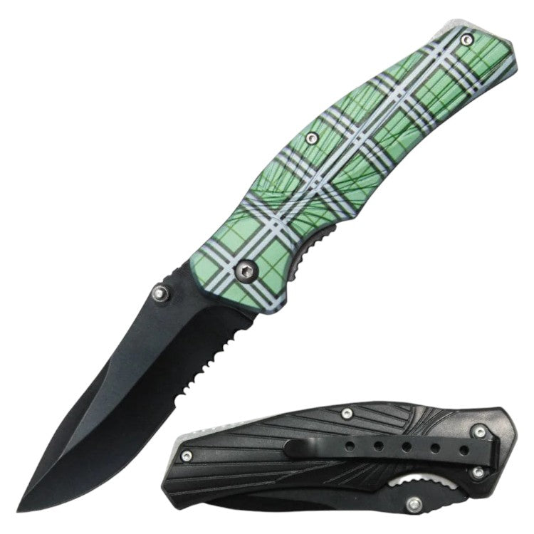 4.5" Handle Checker Design Normal Open Pocket Knife