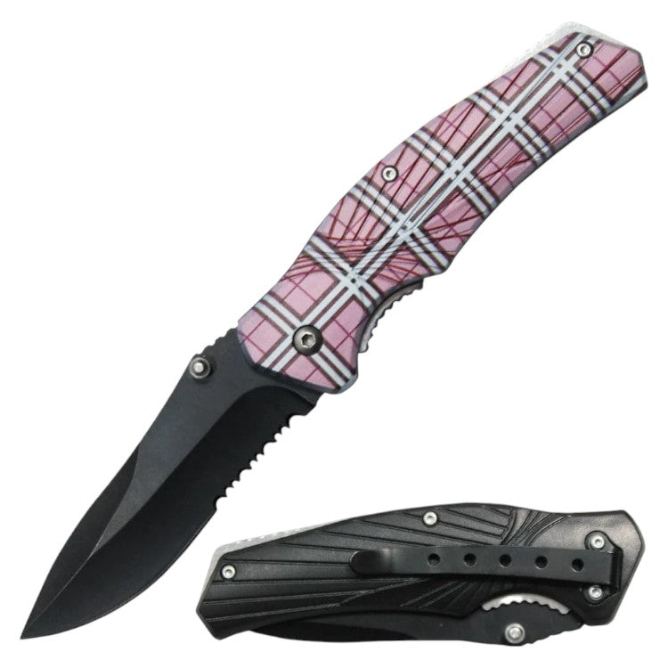 4.5" Handle Checker Design Normal Open Pocket Knife