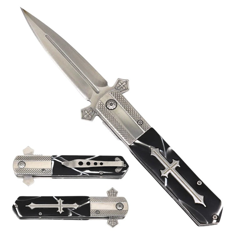 5.0" Faux Marble Handle Assist-Open Folding Pocket Knife KS 3004