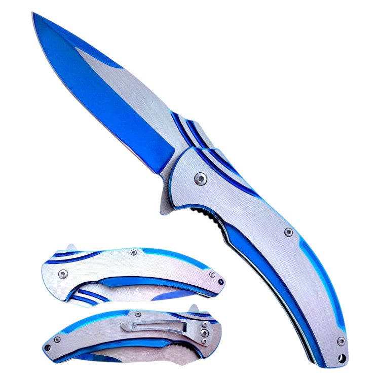 4.75" Titanium & Silver Assist-Open Pocket Knife