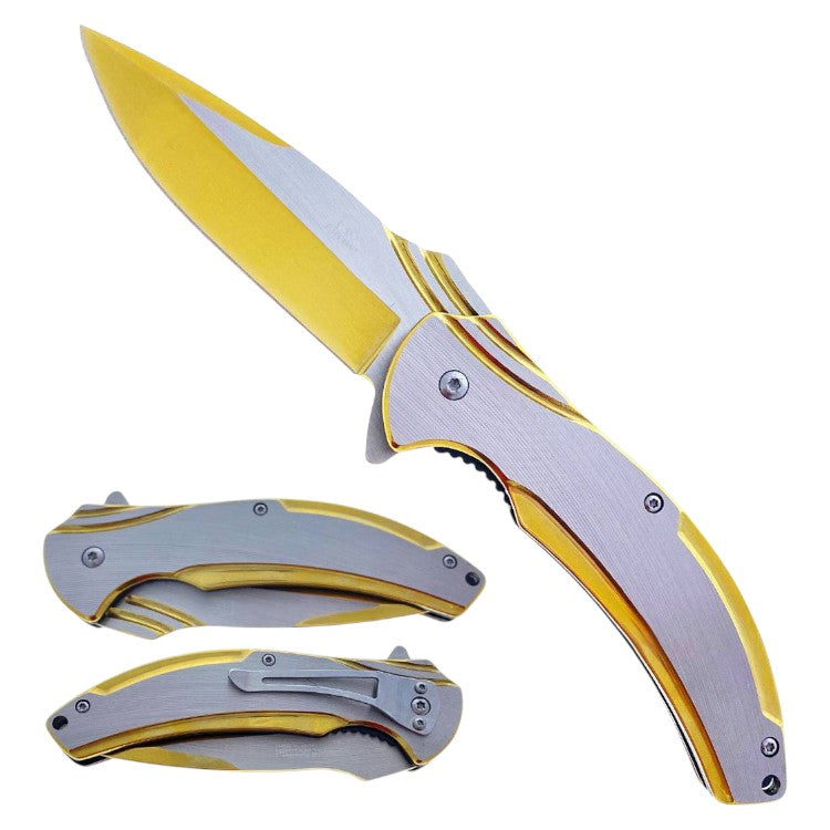 4.75" Titanium & Silver Assist-Open Pocket Knife