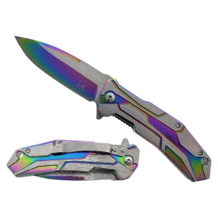 4.5" Silver Rocket Metal Handle Assist-Open Pocket Knife