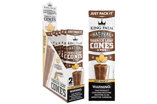 KING PALM Tobacco Leaf Cones Natural 2-pack 10ct