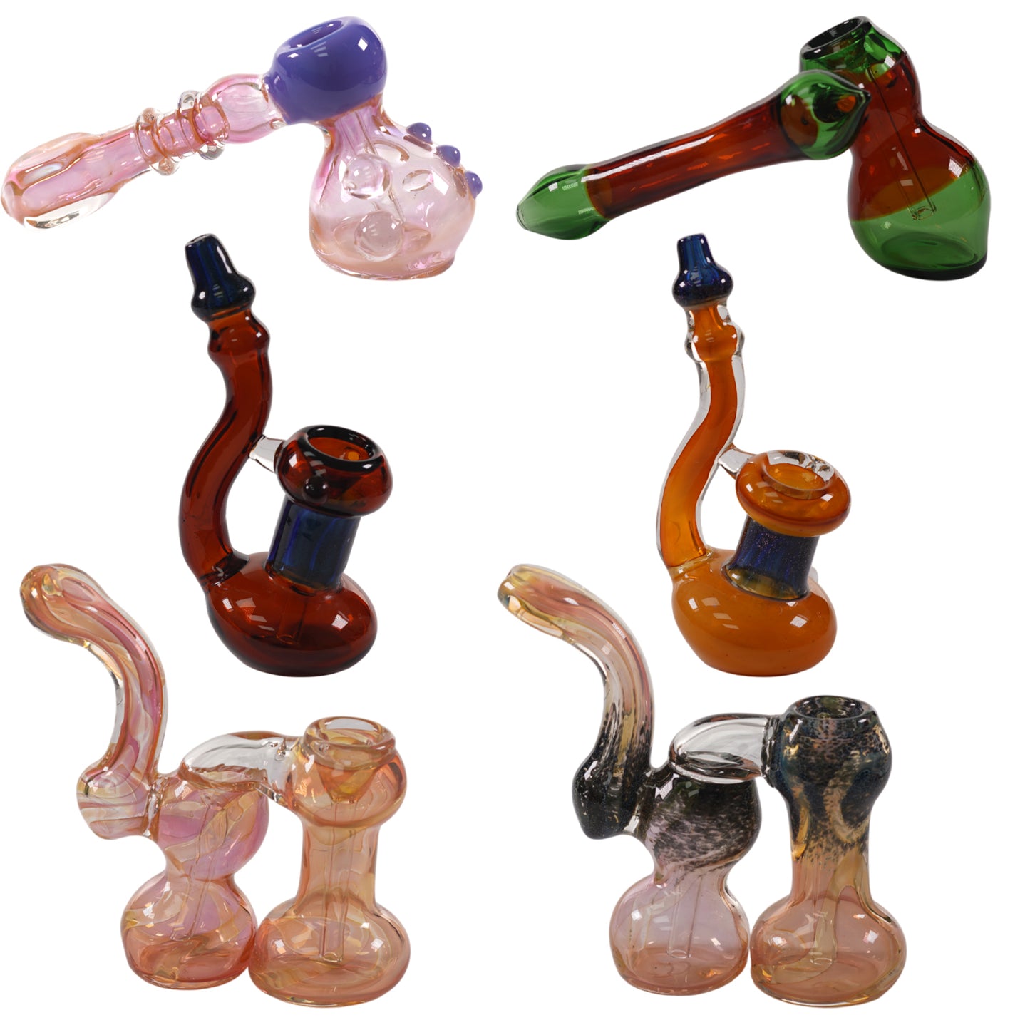 Hand Pipe Deal - AB22 - (Pack of 6) HIGH END DICHRONIC BUBBLER / CHAMBER BUNDLE