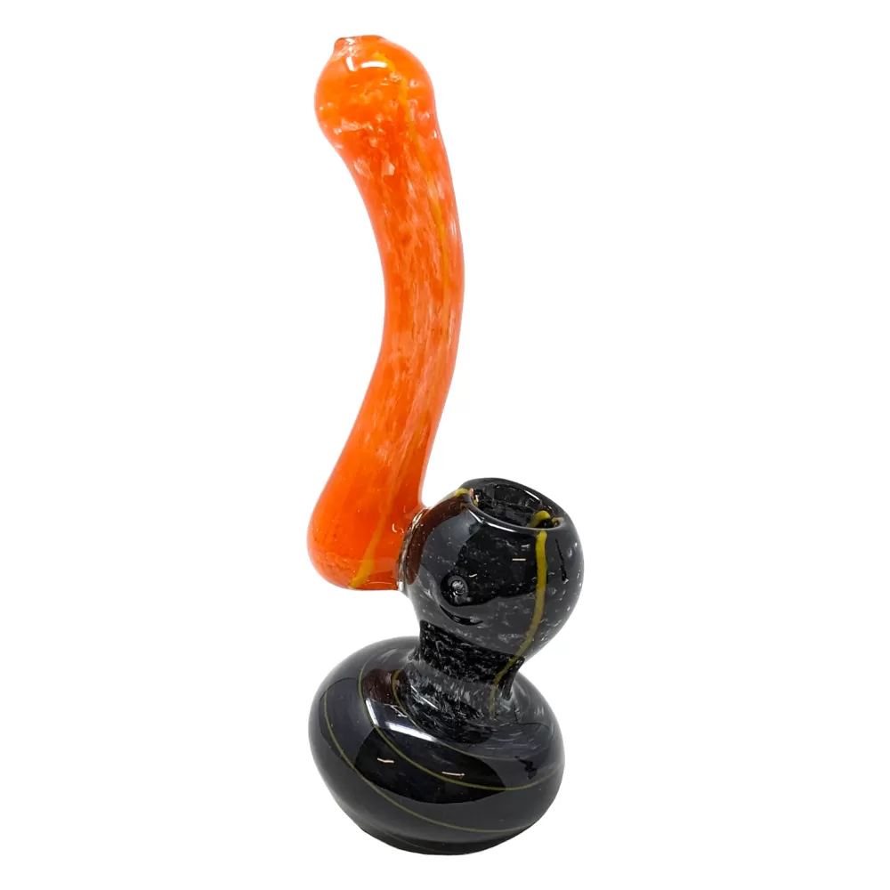 6" Double Tone Frit with Line Work Bubbler Hand Pipe RJA25