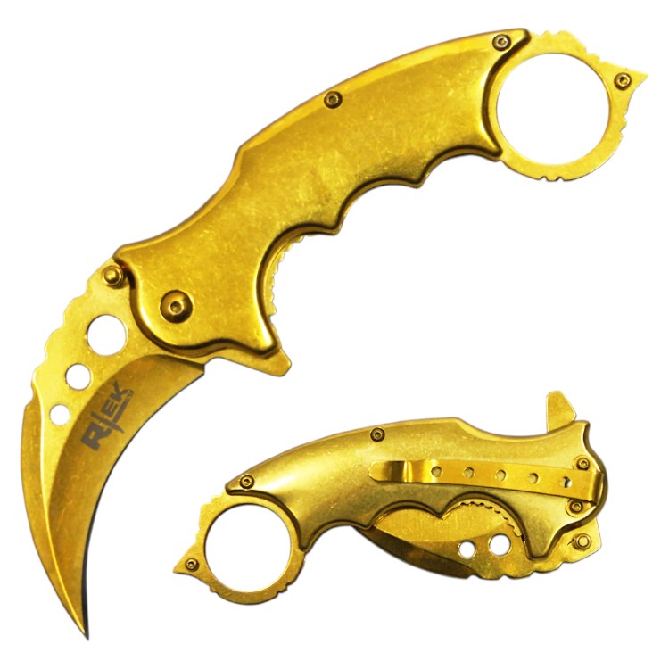 4.75" Heavy Duty Metal Handle Assist-Open Karambit with Glassbreaker and Belt Clip