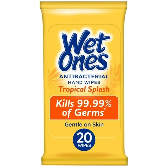 WET ONES Cleaning Accessories WIPES 20 CT YELLOW TROP SPLASH DISPLAY TRAVIL SIZE