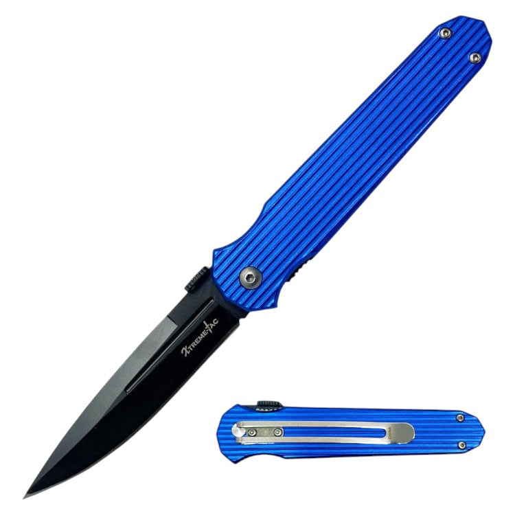4" Black Shadow Manual Open Folding Knife with Belt Clip