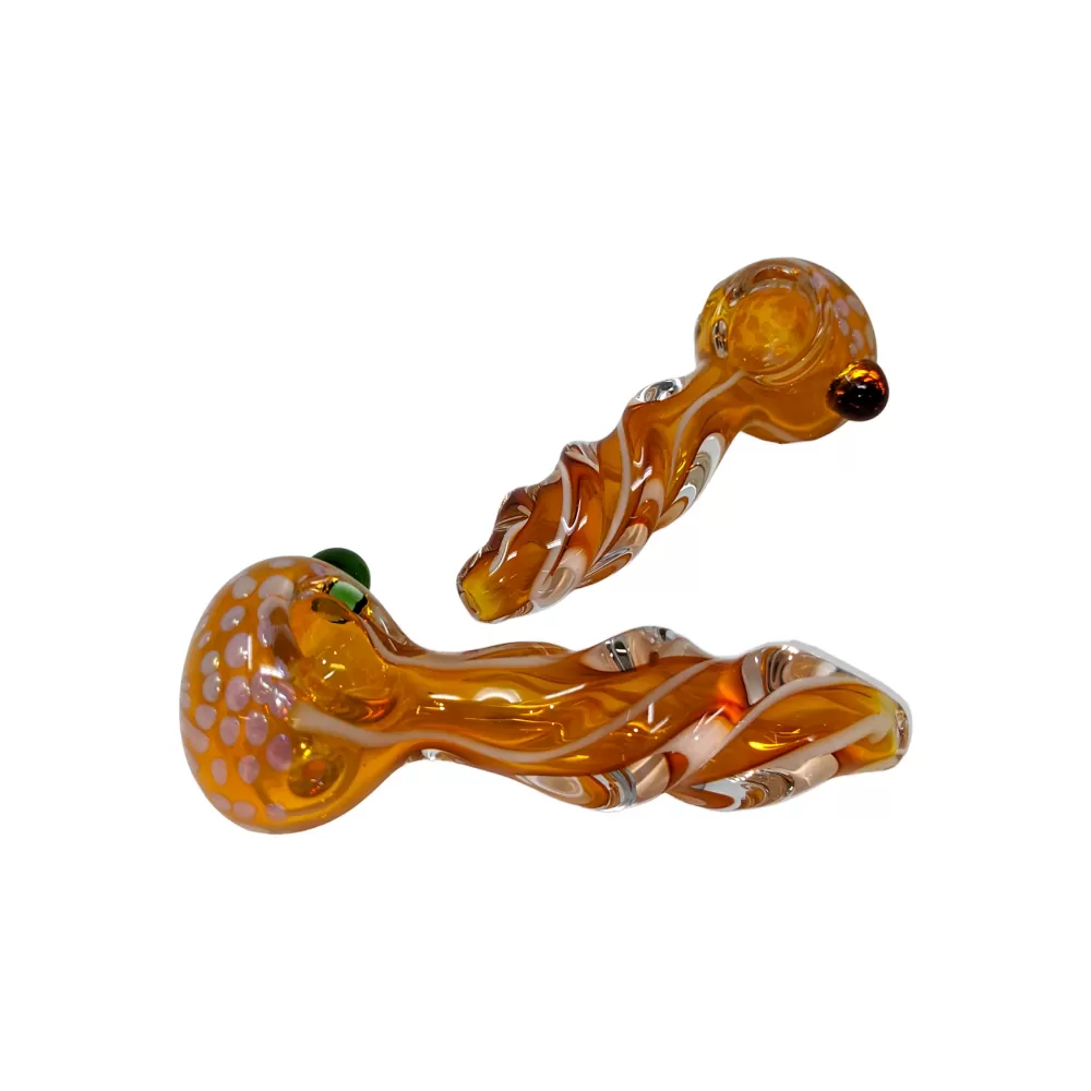 4" Gold Fumed Twisted Rod Honeycomb Art Head Hand Pipe (Pack of 2) (YT02)