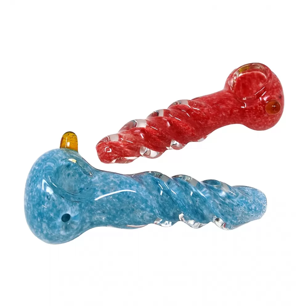 4" Mixed Frit Art Twisted Body Hand Pipe (Pack of 2) (ZD43)