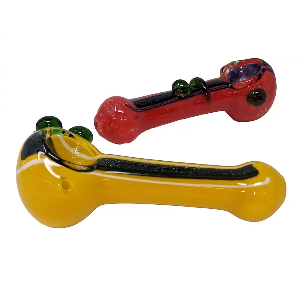4" Frit & Dicro Art Hand Pipe-Assorted Design (Pack of 2) (ZD51)