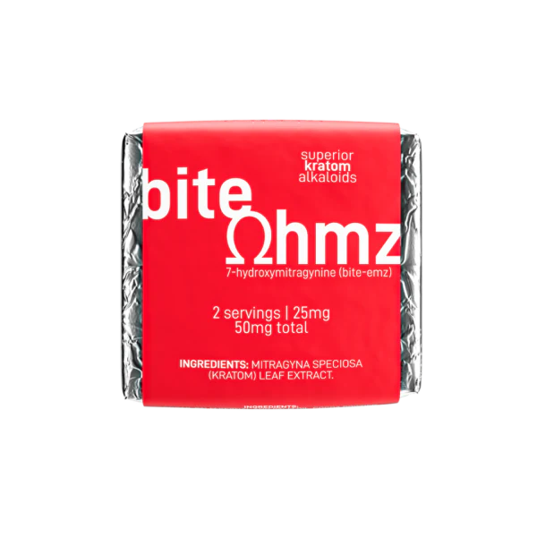 OHMZ BITE Red 7-Hydroxy Chocolate Bar 1-Pack 50MIT 30ct