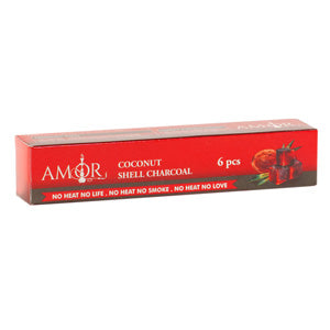 Amor Charcoal Coconut Shell Cubes, 6 pcs per Box