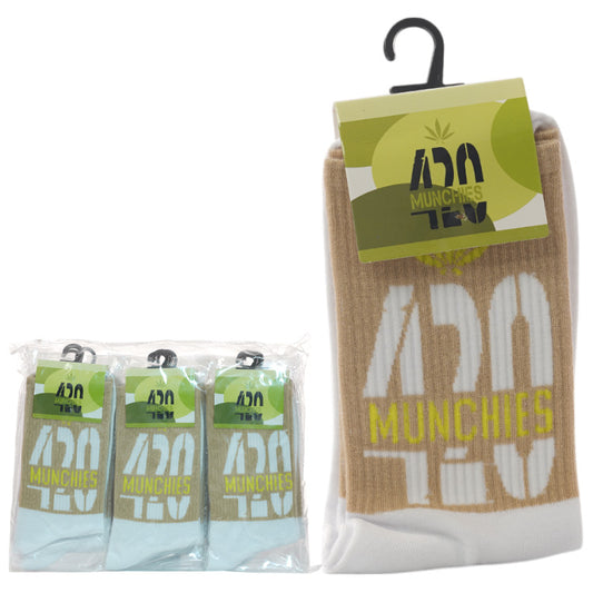 420 Munchies - 12 pair of Socks (80% Cotton, 10% Nylon, 5% Acrylic, 5% Lycra)