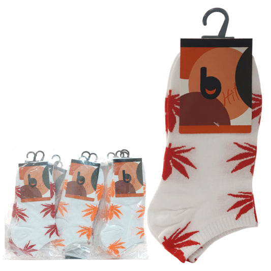 Ankle Leaf - 12 pair of Short Socks (80% Cotton, 10% Nylon, 5% Acrylic, 5% Lycra)