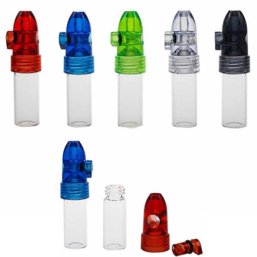 Glass Vial with Bullet Cap Large 3.0'' (2 gr) - Assorted Colors, 10 Per Box