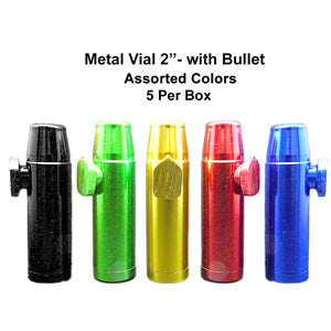 Metal Vial - with Bullet  2.0" Assorted Colors, 5 Per Box