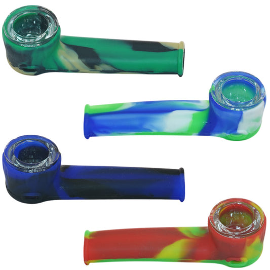 Unbranded Silicone Hand Pipe with Bowl  4.0"