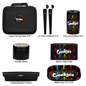 Travel Kit Case, Metal Tray, Grinder, Rolling Machine, Scale, Vacuum Container, 2x Cone Containers (7765)