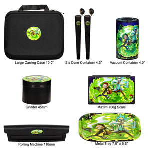 Travel Kit Case, Metal Tray, Grinder, Rolling Machine, Scale, Vacuum Container, 2x Cone Containers (7765)