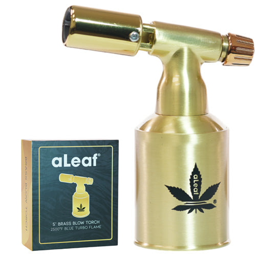 aLeaf Lighter Torch Brass Blow Turbo Flame 5.0" (8529)