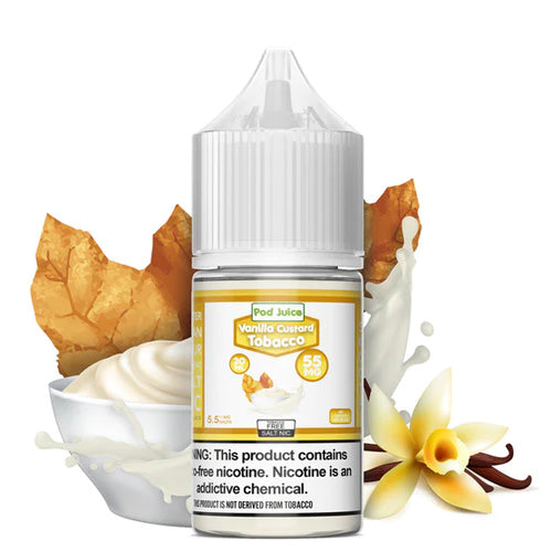 TFN Pod Juice LIQSALT 30mL 55mg Vanilla Custard Tobacco