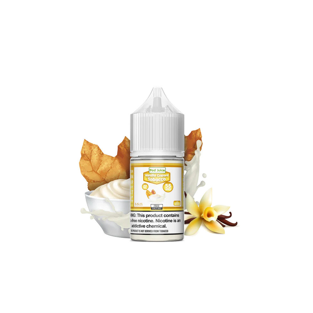 TFN Pod Juice LIQSALT 30mL 55mg Vanilla Custard Tobacco