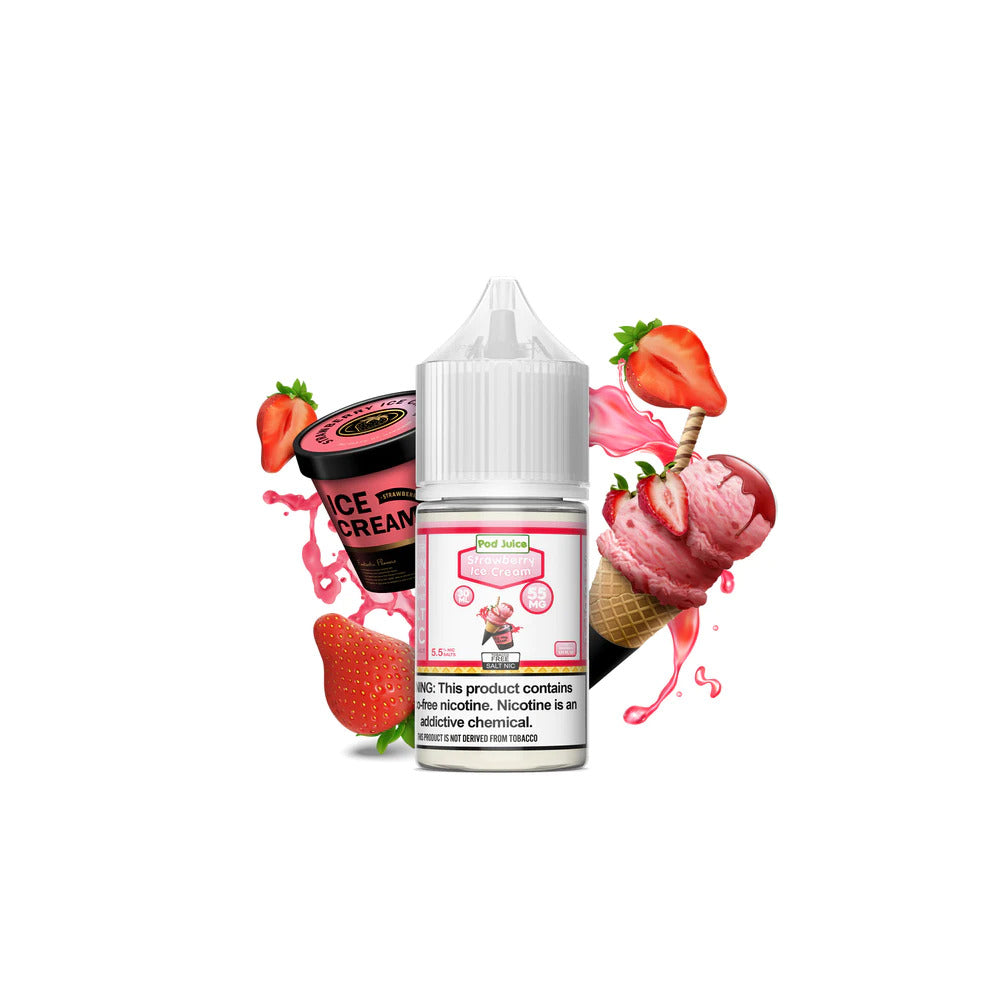 TFN Pod Juice LIQSALT 30mL 55mg Strawberry Ice Cream