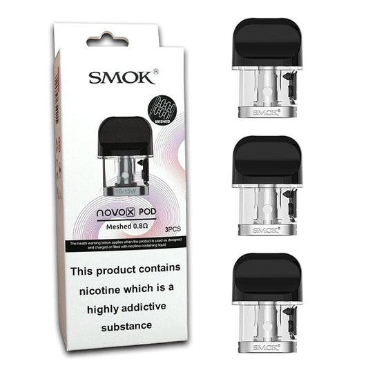 SMOK Pod+Coil Novo X  Mesh -  3 Pack Bright Black 0.8 ohm