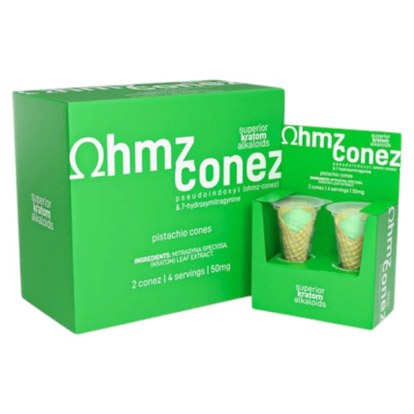OHMZ Gummies & Edibles 7-Hydroxy Cones 50mg MIT 2-Pack Pistachio
