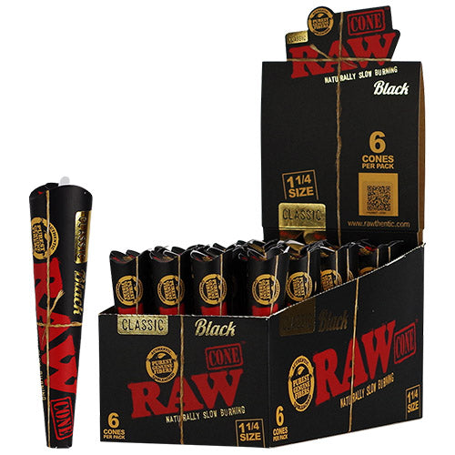 RAW Cones Black 11/4 Size 6-pack