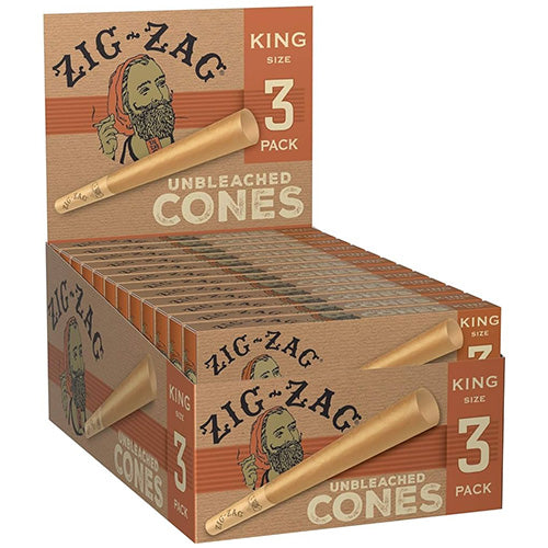 ZIG ZAG Cones Unbleached King Size 3-pack/24ct
