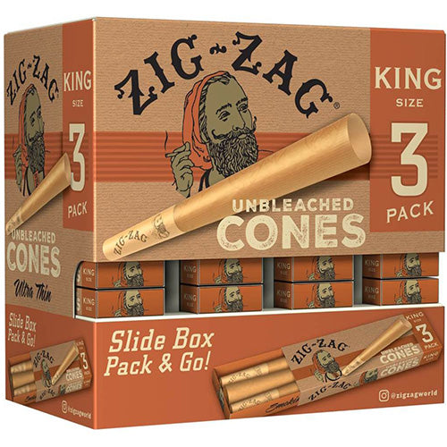 ZIG ZAG Cones Unbleached King Size 3-pack/36ct