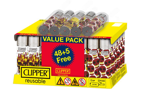 CLIPPER Lighter Classic 48ct + 5 Free Skulls Fire