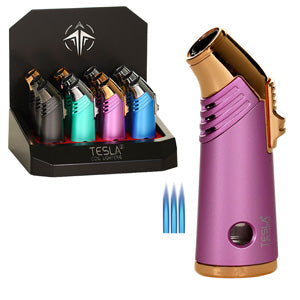 Tesla Lighter 3 Torch 45 Degrees 2 Tone Metallic & Satin Finish 3.5"