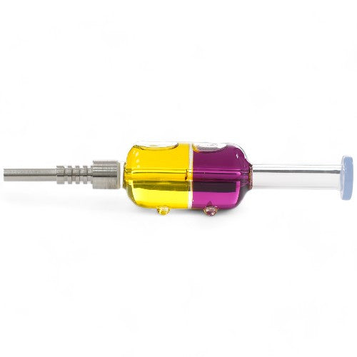 Nectar Collector Two Color Glycerin Glass with Screw Metal Tip 5.5" Assorted