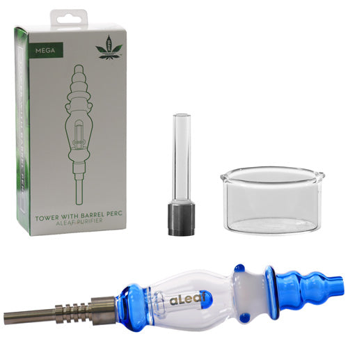 aLeaf Nectar Collector Tower - With Barrel Perc Mega Series 45 Degree Blue
