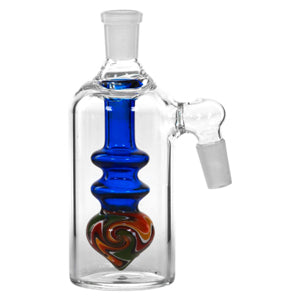 Ash Catcher Double Rim With A Designer Pattern On End 14mm 5" 45 Degree Blue