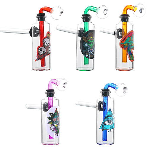 O.B. Water Pipe with Color Base & Sticker 5.0" Clear