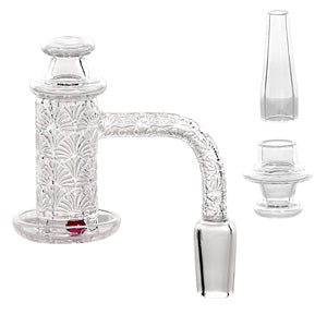 LUXE Banger Bucket Set with Boro Glass Carb Cap, Con & Ruby Bead E