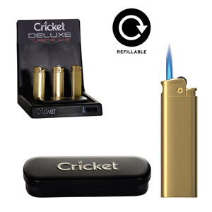 Cricket Lighter Delux Metal Display Set Gold